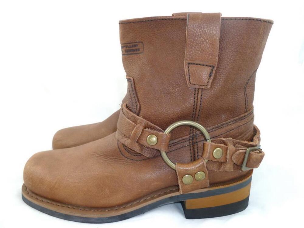 XELEMENT USED WOMEN'S 6 ADVANCED BROWN LEATHER HARNESS MOTORCYCLE ANKLE BOOTS